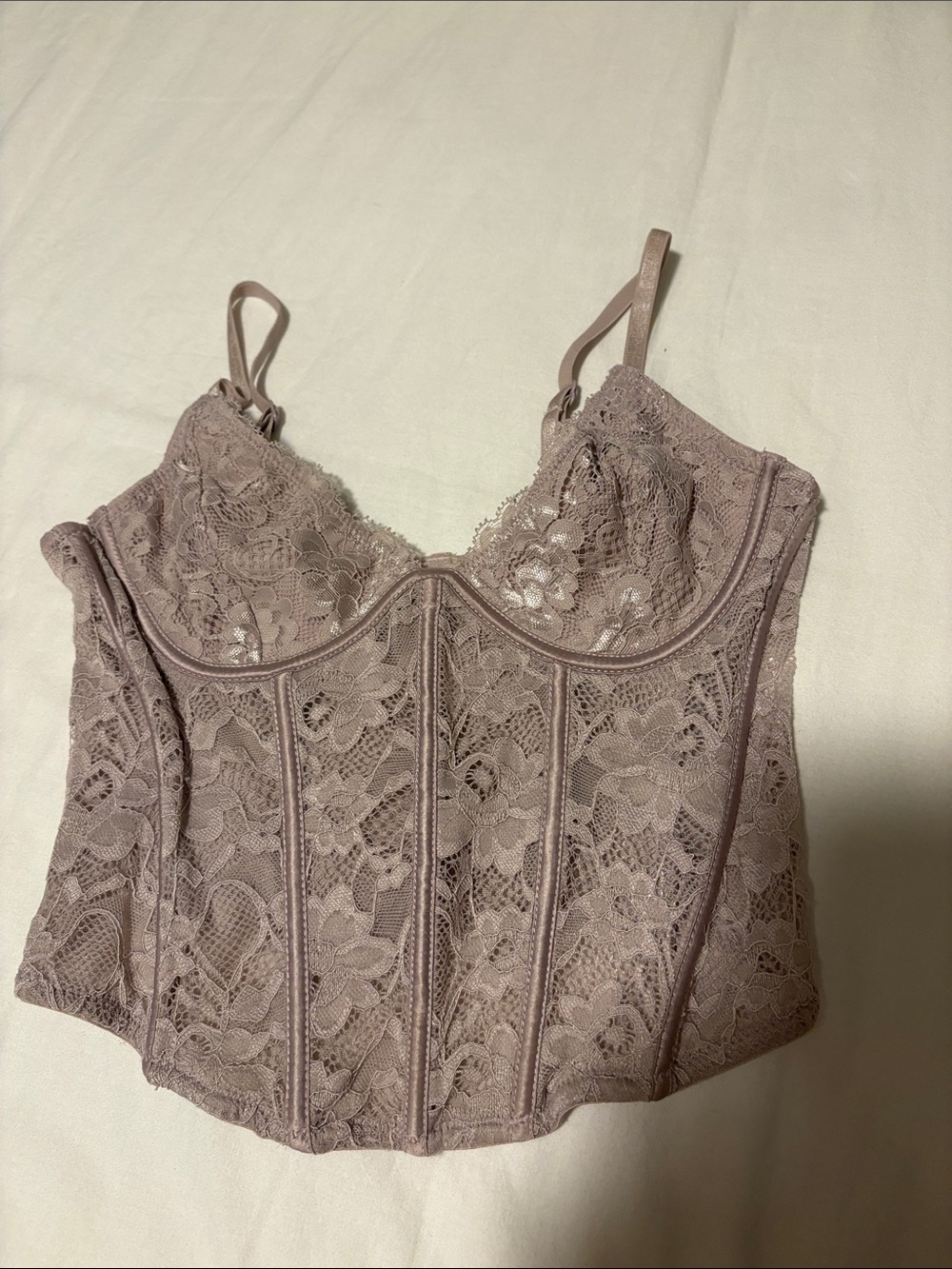 Kendall & Kylie Mauve Lace Bustier Crop Top